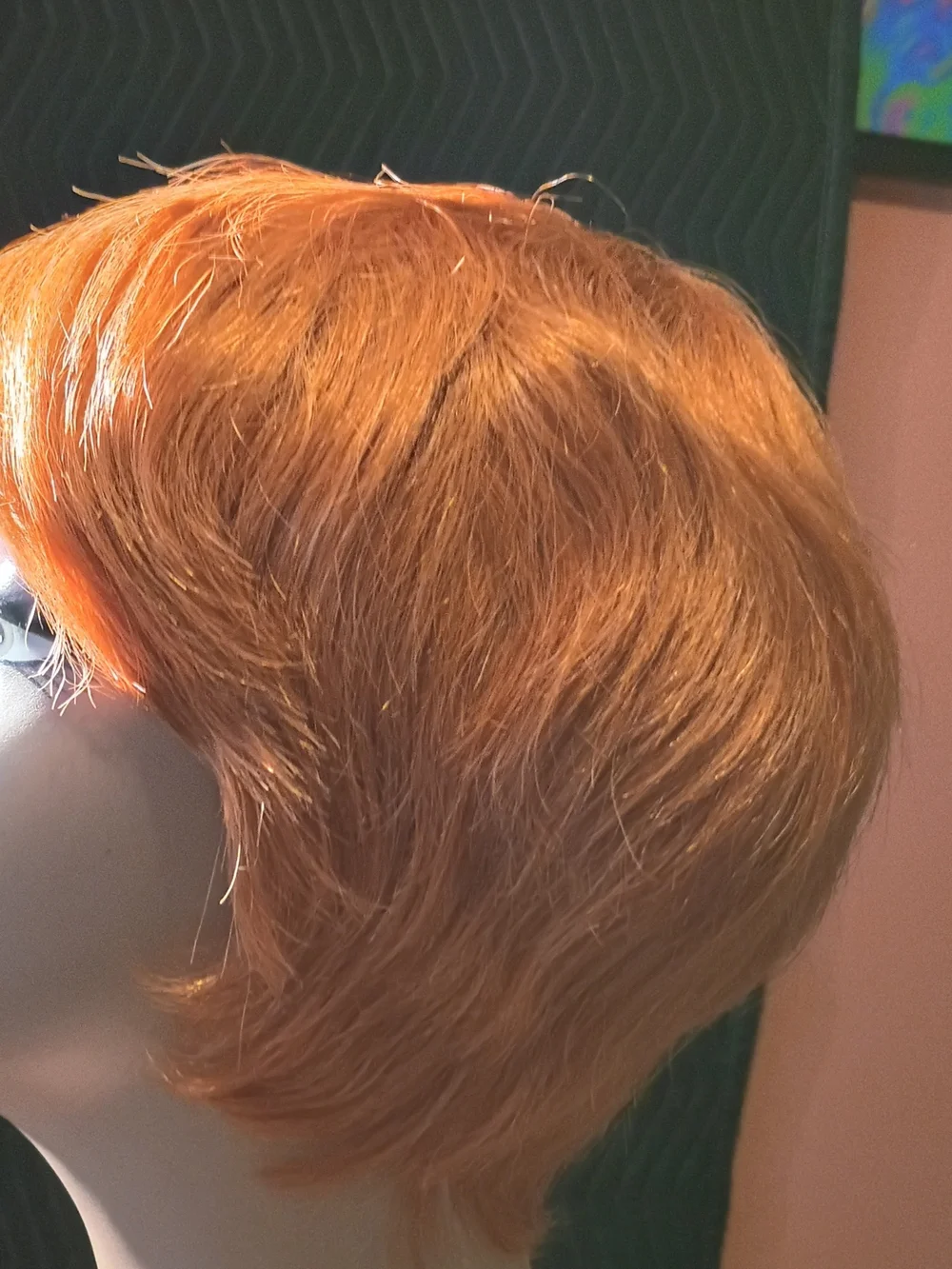 Short Layered Women's Wig in Vibrant Copper Red